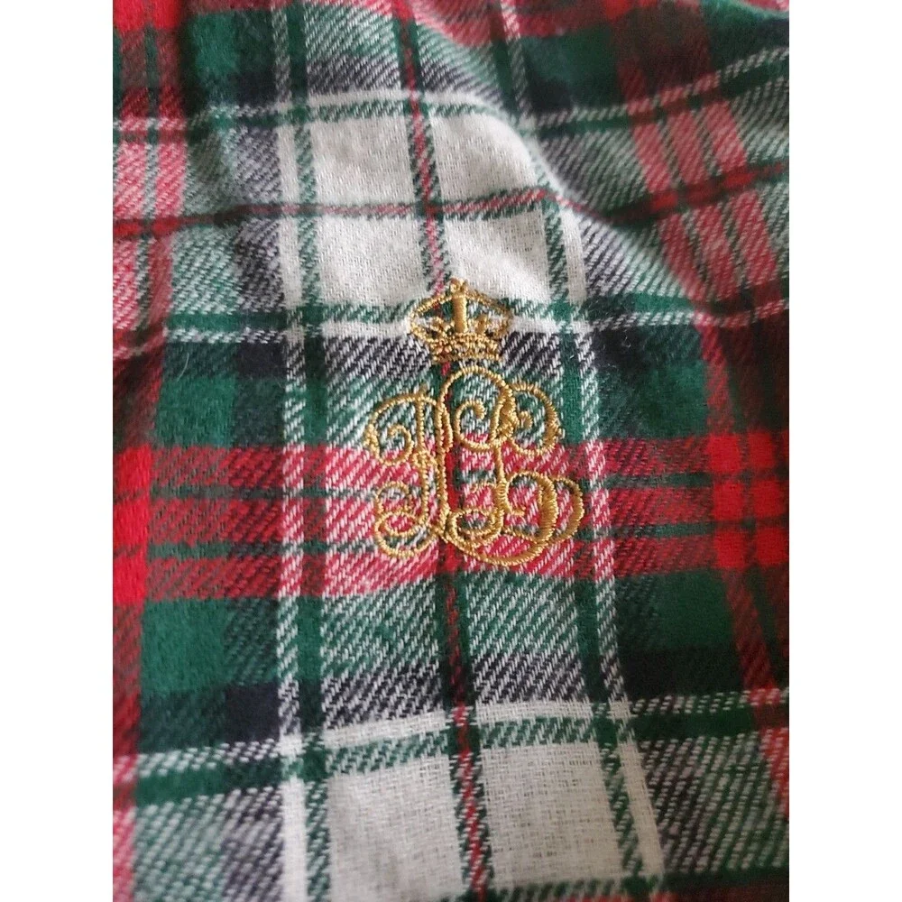 Lauren Ralph Lauren Womens Flannel Sleepshirt Gown Size Medium Red Green Tartan